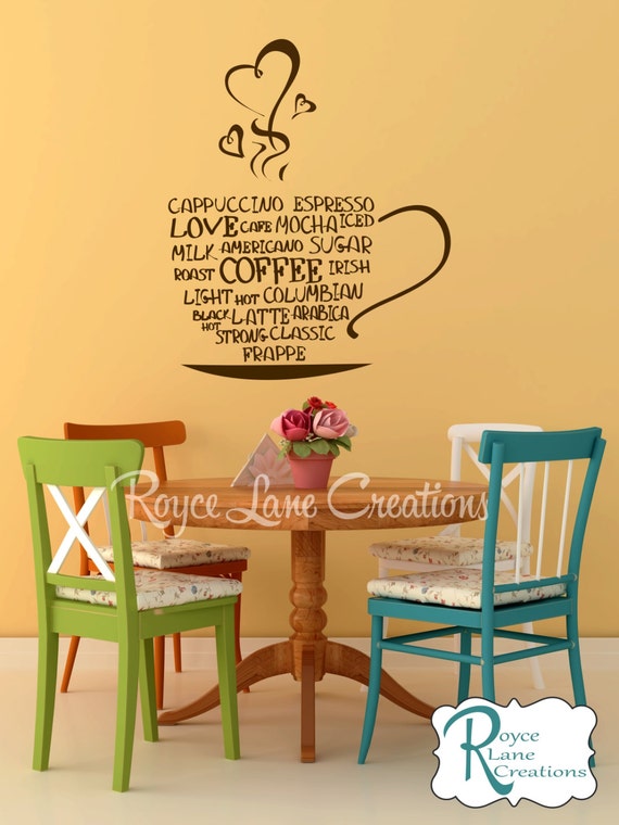 Coffee Word Art Kitchen Wall Decal Coffee Art Coffee Decor