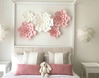 Giant 3D Paper Flower Set, Paper Flower Wall Backdrop, Large Paper Flowers, Nursery Decor