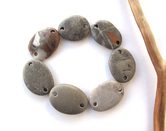 Connectors River Rock Mediterranean Beach Stone Pebble Jewelry Beads River Stone Links GRAY LINKS 20-25 mm