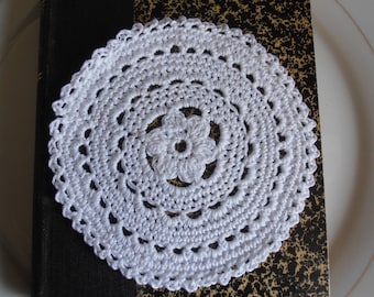 12 white cotton coasters
