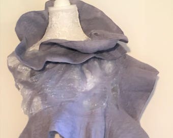 Shimmery silver grey nuno felted shawl Shawl