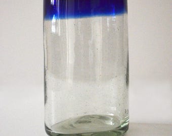 Blue water glass Rim handblown