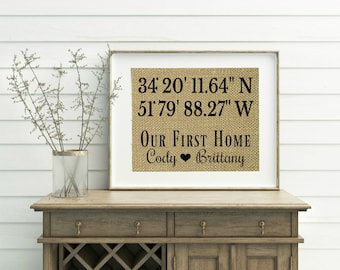 Our First Home Sign - Our First Home Burlap Print - First Home Gift - First Home Sign - Housewarming Gift First Home - Realtor Closing Gift