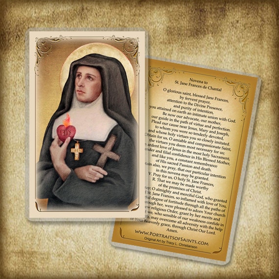 Saint Jane Frances de Chantal Holy Card or Wood 0102