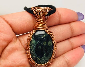 Wire Wrapped kambaba Jasper Necklace