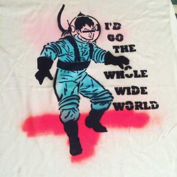 Whole Wide World spray painted shirt