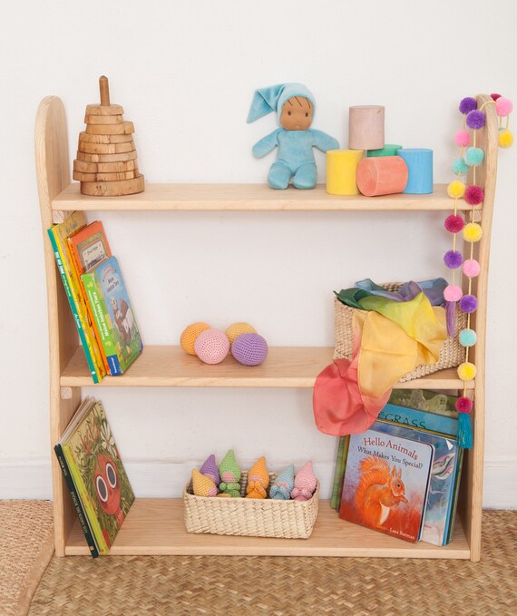 Wood children bookshelf / Wood bookcase / Solid wood book