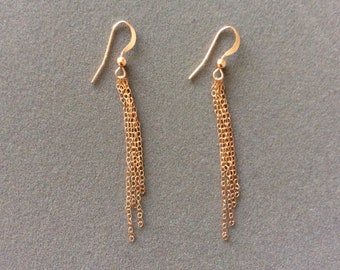 14k Rose Gold Filled Multi-Chain Dangle Earrings