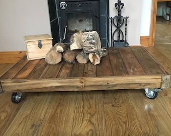 Old Industrial Style Low Cart Table.