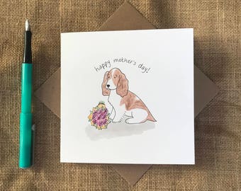 Hand painted spaniel mother's day card