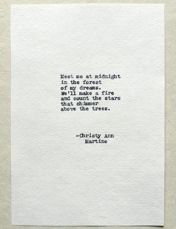 Love Poetry - Romantic Quotes Wall Art Decor - Meet Me at Midnight Poem by Christy Ann Martine