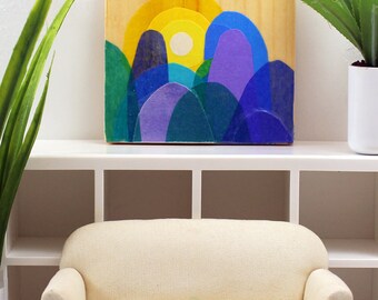 Original Miniature Artwork for the Modern Home - Purple Mountain Majesty