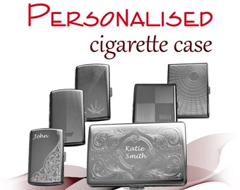 Personalised Metal Cigarette Case Tin * laser engraved *king size * medium *