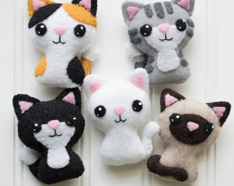 Felt Animals - Felt Cat - Softie Pattern - Plushie Pattern - Cat Felt Pattern - Felt Cat Pattern - Siamese Cat - Cat Plush - Cute Plush Cat