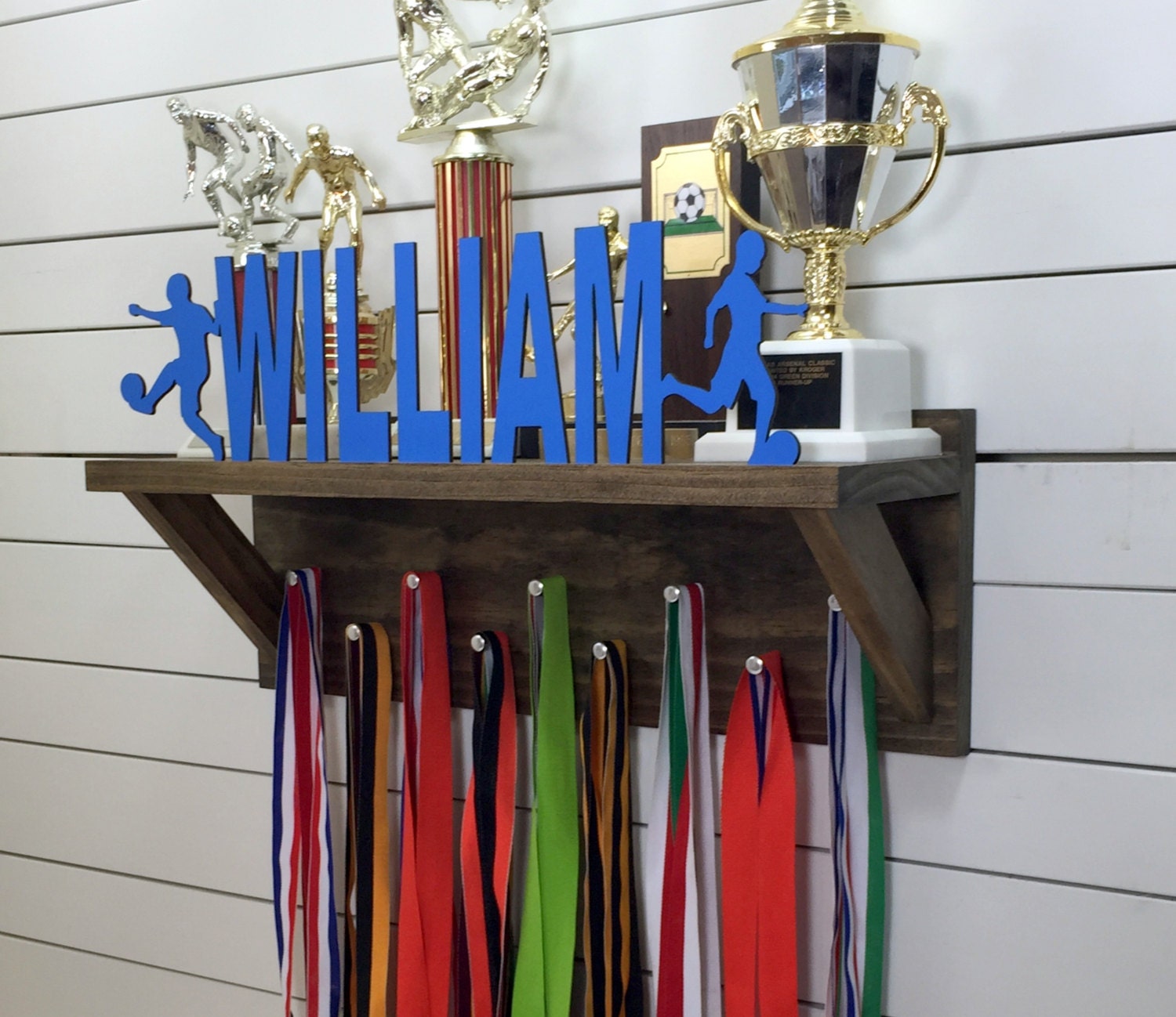 Personalized Trophy Shelf And Medal Holder