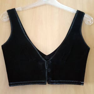 Top Bustier Vintage Années 70 - Taille 38/40, Motif Floral Orange, Microfibre Extensible, Dos Nu