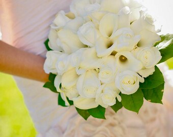 White Calla Lilies Bridal Bouquet Photograph Image Art Fabric Block Doodaba