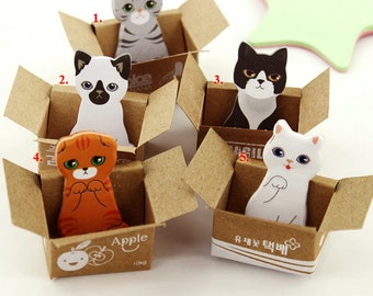 Cat Sticky Notes, kitty post its, cat memo pad, cute cats stationery, gifts for cat lovers, cat lady gift, page markers, cat lover present