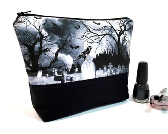 Gothic Makeup Bag, Large Makeup Bag, Cosmetic Bag Case, Makeup Storage, Goth Makeup Bag, Travel Bag, Edgy Makeup Bag, Raven Bag Toiletry Bag