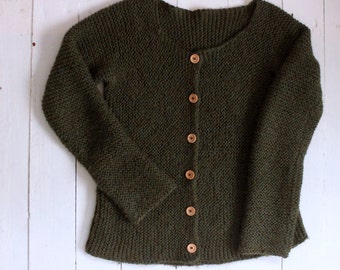100% Alpaca Cardigan, Chunky Wool Sweater, Soft Wool Sweater, Handknit Cardigan, Green Alpaca Women's Knit Cardigan, Hand Knitted Sweater
