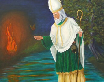 Saint Mungo, Patron Saint of Glasgow,Scotland, Mystical Image by Alan Lees