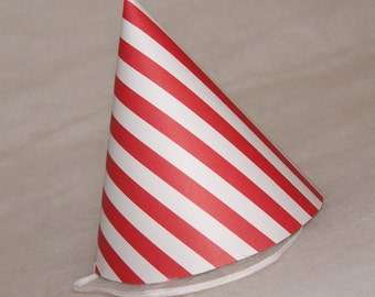 Simple Birthday Party Hat - Red Stripe