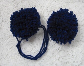 Yarn Pom Poms Navy Size Large - Set of 2 Navy Blue Pom Pon