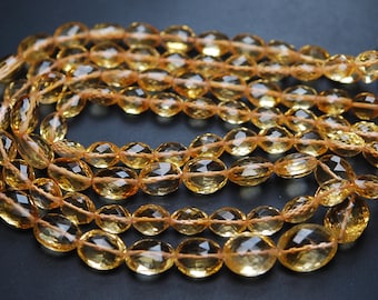 173 Carats,16 Inch Strand,Finest Quality,Natural Citrine Faceted Oval Shape Briolettes,11-15mm size
