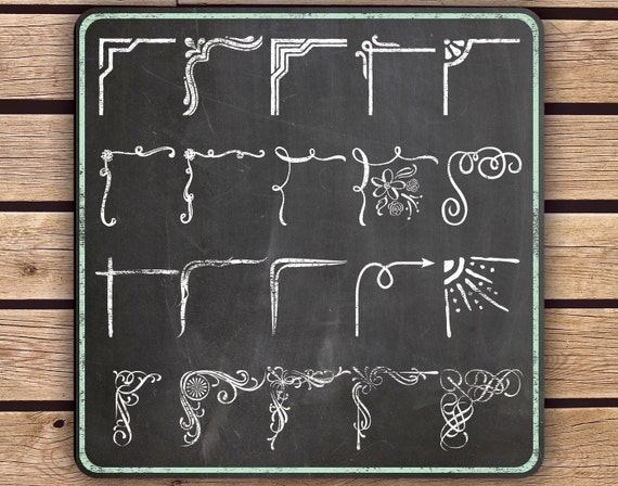 items similar to clipart chalkboard decorative corner chalk borad