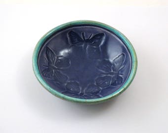 Butterfly Raku Offering Bowl Handmade Pottery