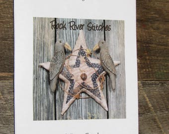Star With Crows-Primitive Americana Applique
