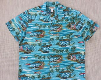 Mens Hawaiian Shirt KOKO HEAD Surfer Aloha Shirt Hawaii Airplane Tours Cruise Motorcycle Woody Vintage Camp - XL - Oahu Lew's Shirt Shack