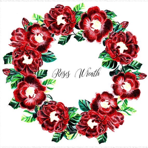 Download Roses Wreath Flower Wreath Clipart Floral Wreath Red Rose