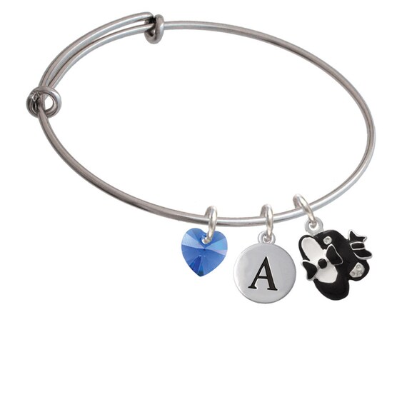 Tap Shoes Charm Bangle Bracelet Pebble Initial & Crystal
