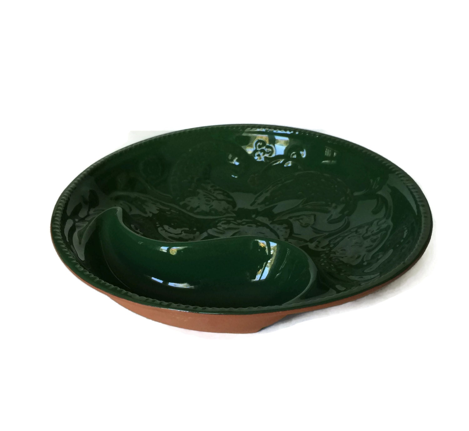 Chip and Dip Bowl Pottery Chip and Dip Terra Cotta Bowl