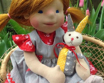 Waldorf Doll Peony - Waldorf inspired doll, Steiner doll, cloth doll,organic waldorf doll