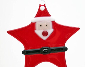 Glassworks Northwest - Star Santa - Fused Glass Ornament