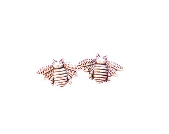 Bee Stud Earrings antique silver Honeybee post earrings