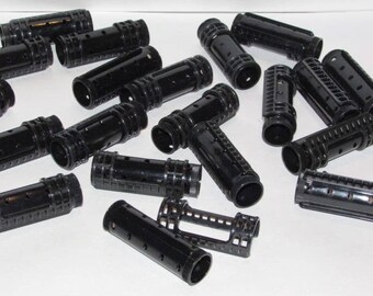 20 Vintage Snap Over Hair Rollers, Black Plastic Snap On Curlers