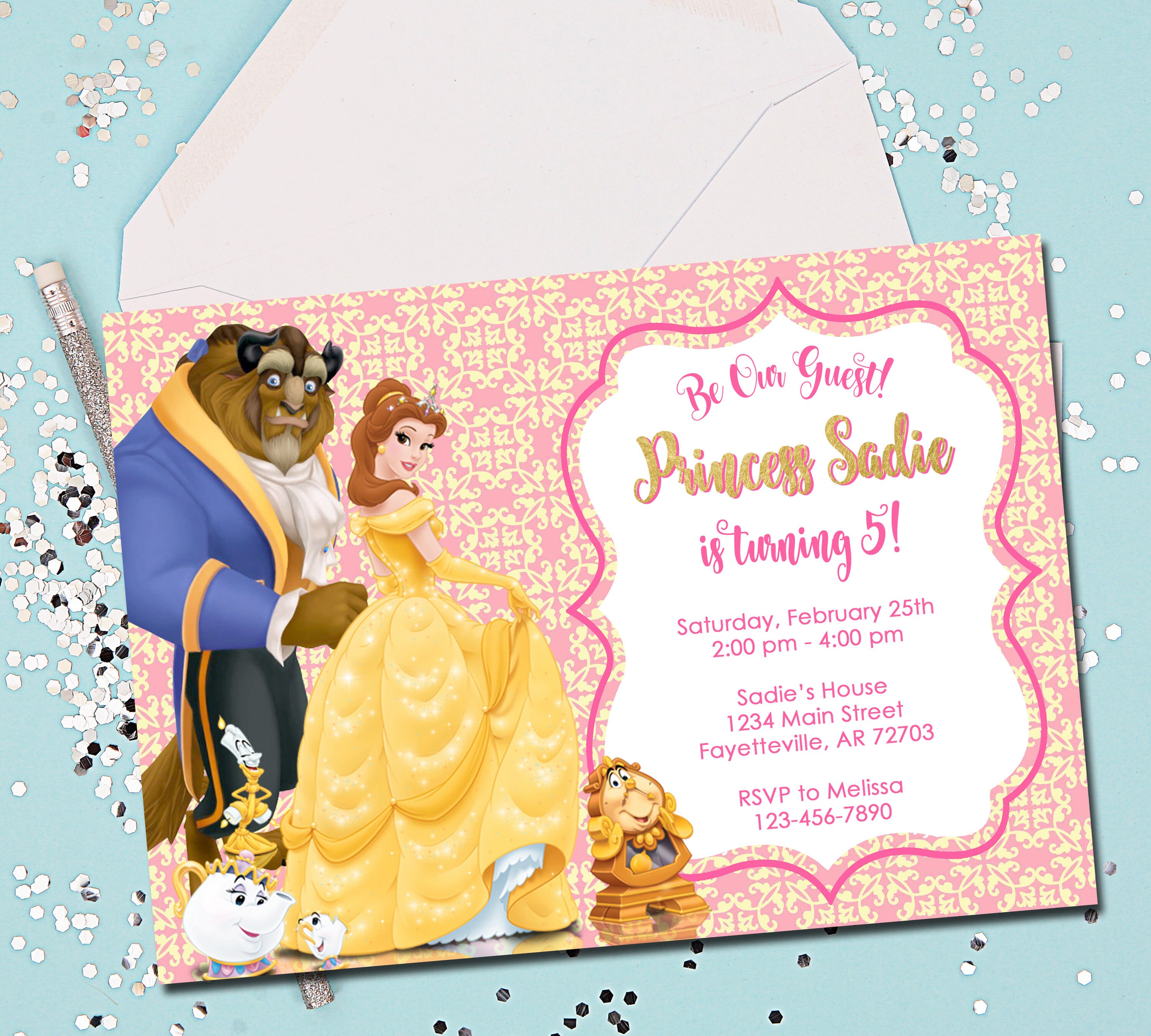 BELLE INVITATION Birthday Invitation Belle Beauty and the