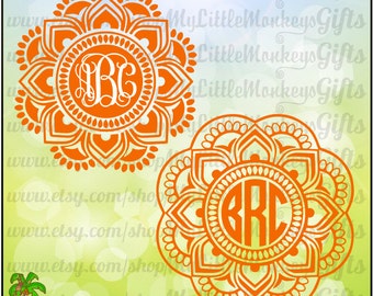 Mandala SVG Monogram Base Design, 2 Color, 3 Color SVGs Cut File & Digital Clipart Instant Download Full Color Jpeg, Png, SVG, DXF Eps Files