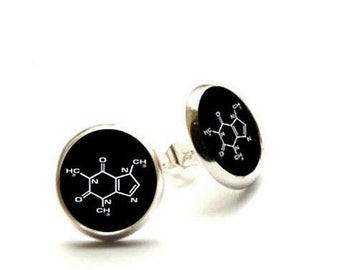 Caffeine Molecule - handmade stud earrings