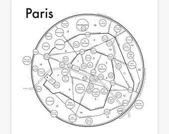 Paris map 8"x8" letterpress cool neighborhood design