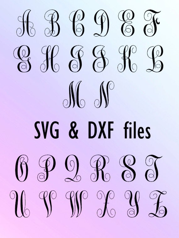 Vine Monogram Font SVG DXF Silhouette Cricut Cutting Files