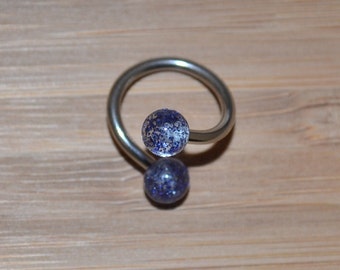 Blue Glitter Balls Twist Barbell Body Piercing Jewelry