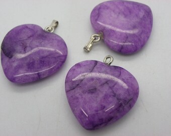 pink heart 25 mm x 27 mm with his purple jade