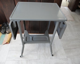 Toledo Guild Folding Sides Typewriter Table Gray Metal Industrial Cart Microwave Stand