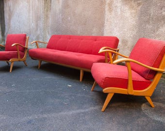 Living room set Scandinavian sofa daybed + 2 matching chairs