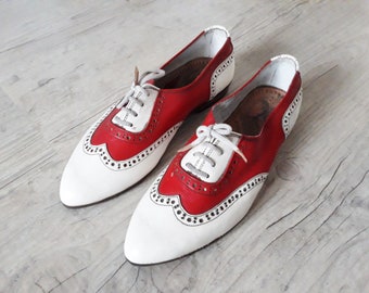 Men Shoe Red and White Shoe Men Wingtips