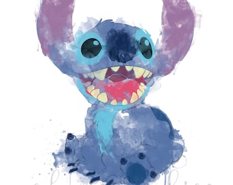 Stitch Art Lilo & Stitch Watercolor Poster Disney Art Movie